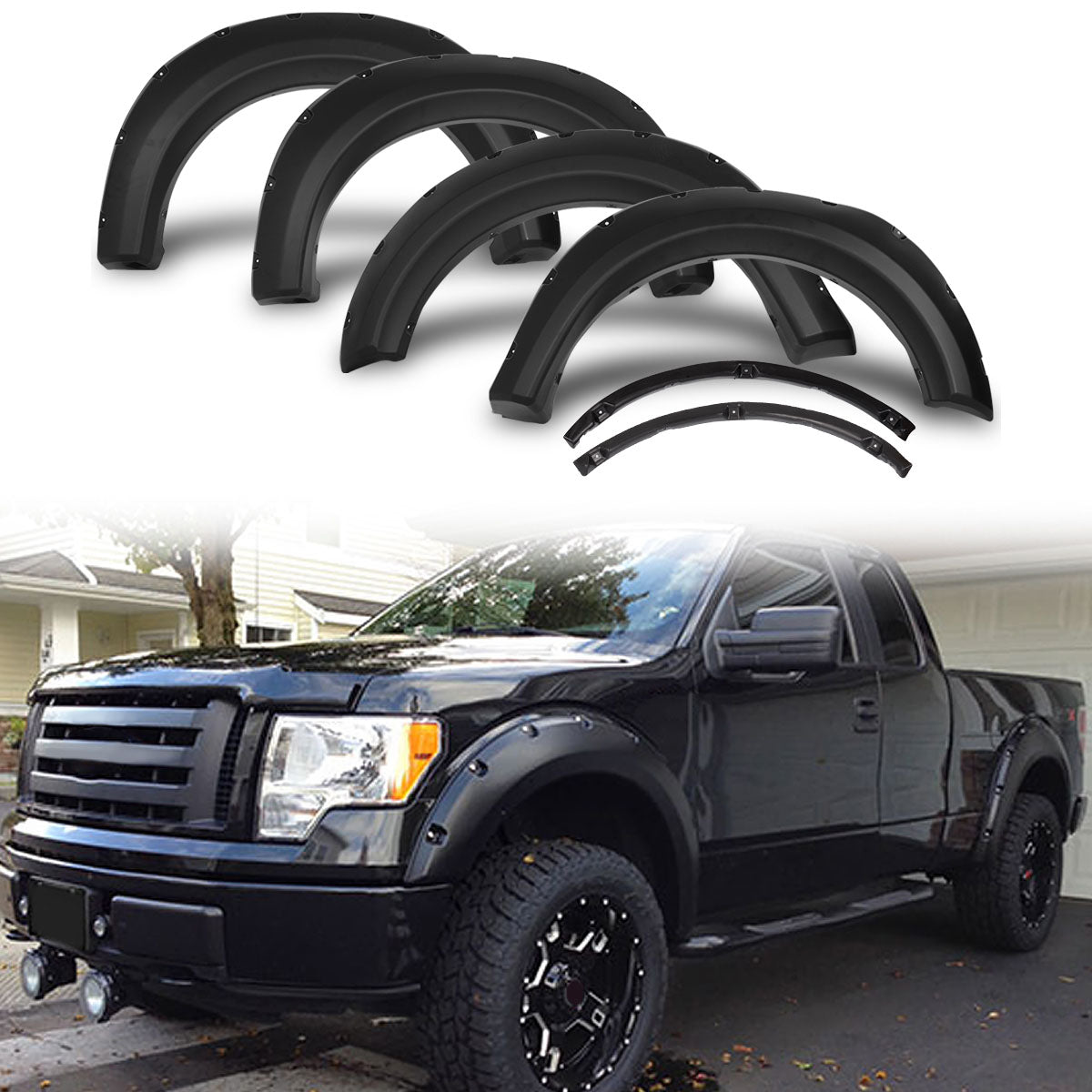 2009-2014 Ford F150 5.5 6.5 8Ft Bed Fender Flares Wheel Trim Cover 4PC