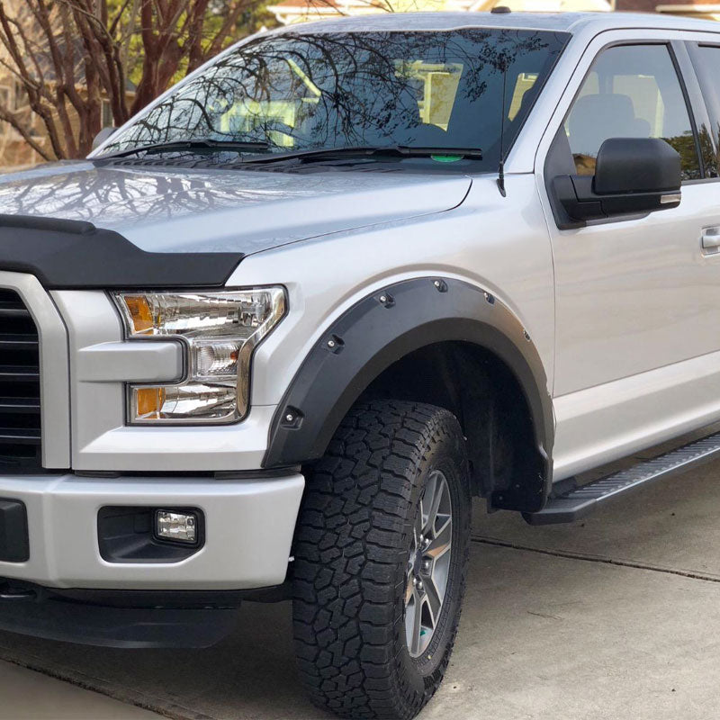 2015-2017 Ford F150 Pocket Rivet Matte Black Wheel Fender Flare PP 4PC