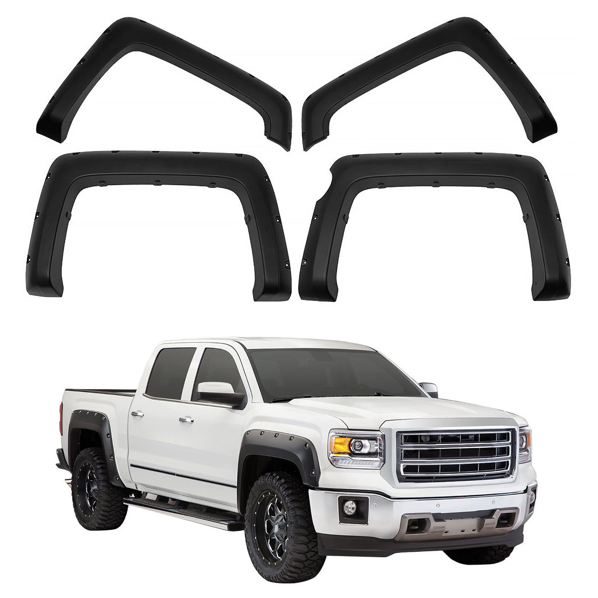 2014-2016 GMC Sierra 1500 Denali 69.3" Pocket Rivet Fender Flares ABS