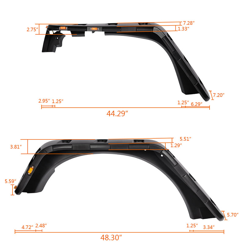 2007-2018 Jeep Wrangler JK Pocket Rivet Fender Flare w/ LED Side Maker