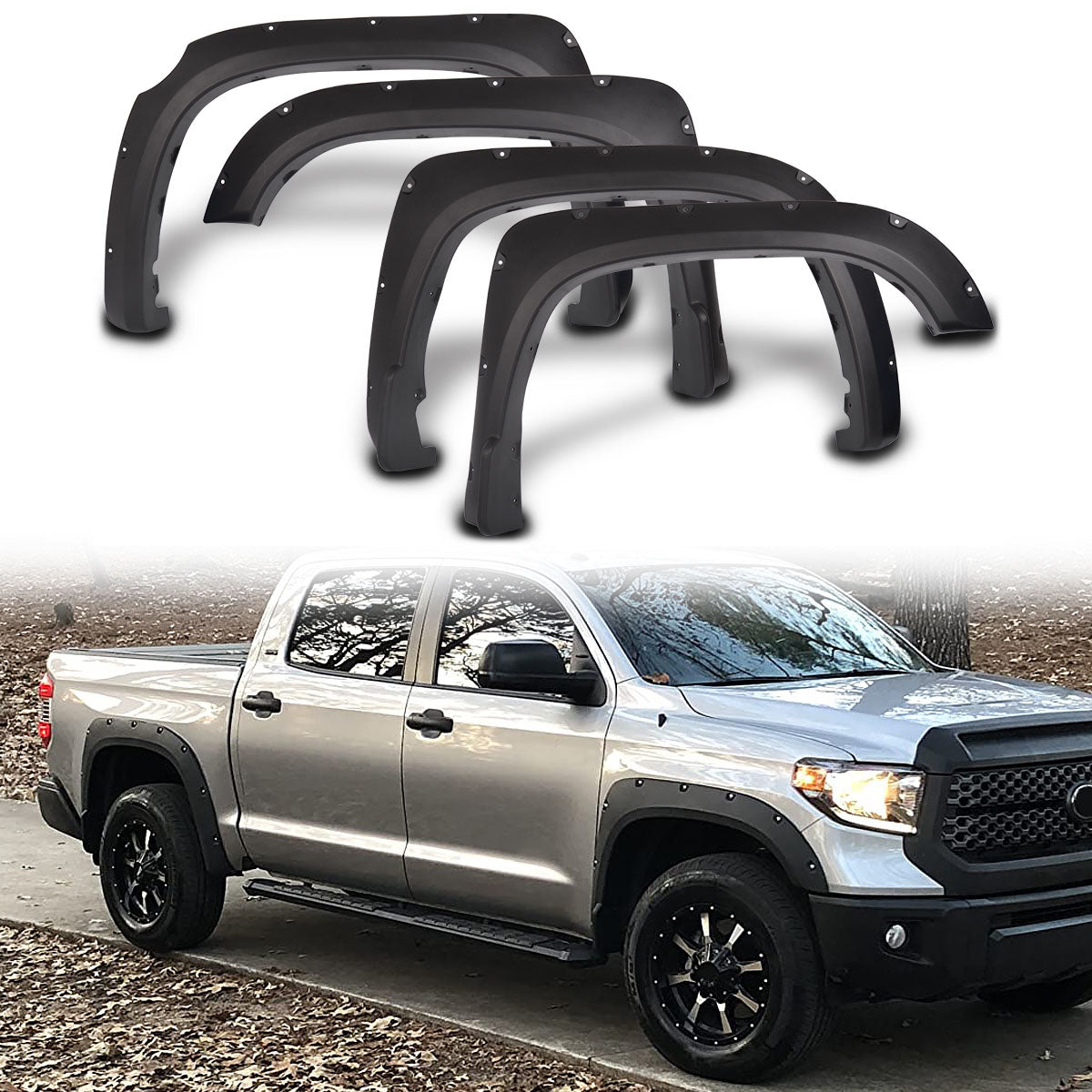 2014-2020 Toyota Tundra Pocket Rivet Style Black Fender Flares PP