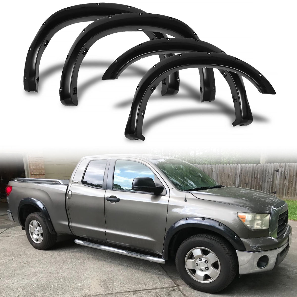2007-2013 Toyota Tundra Pocket Fender Flare Protector Cover ABS 4PC