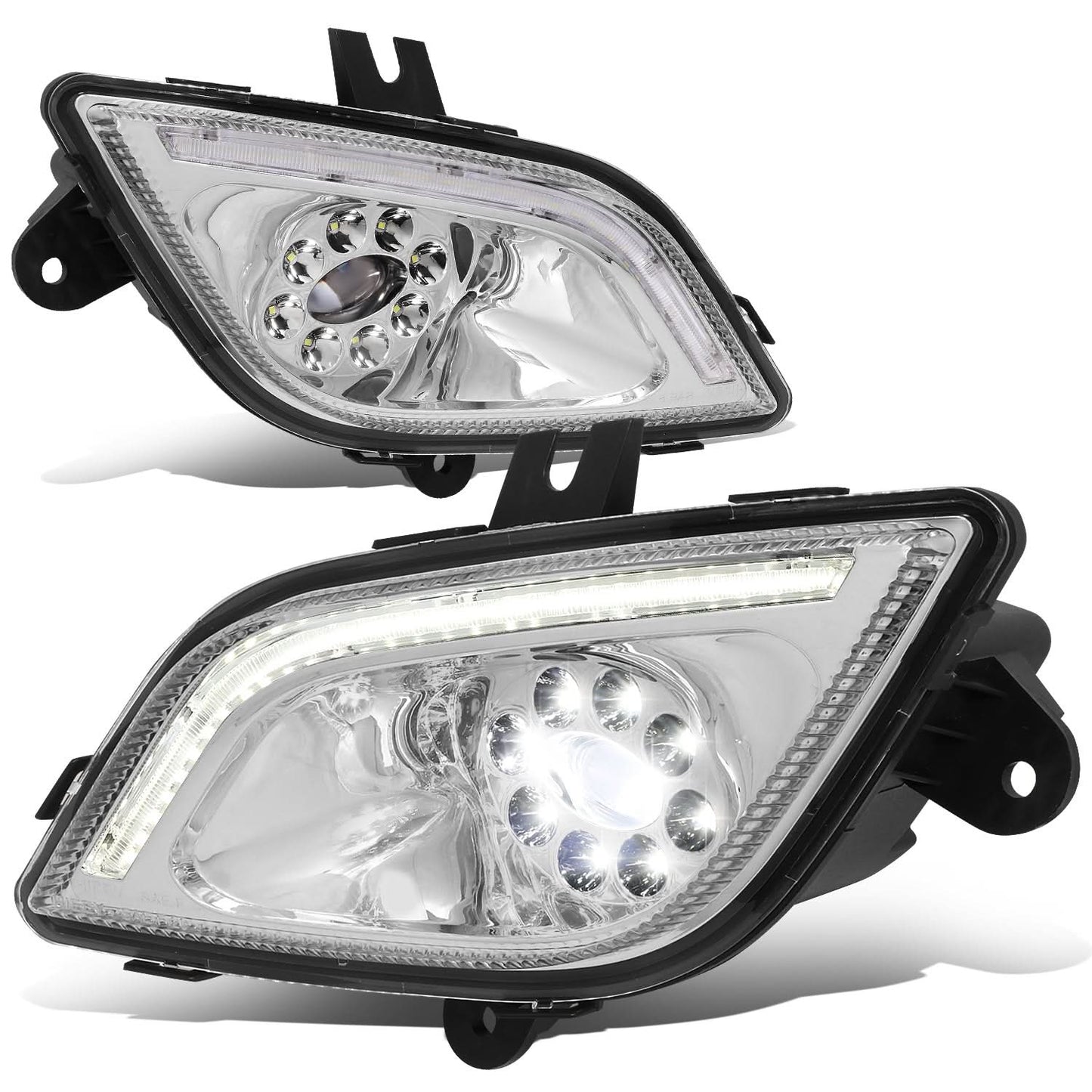 2018-2022 Freightliner Cascadia 3D Projector Full LED Fog Lights Chrome