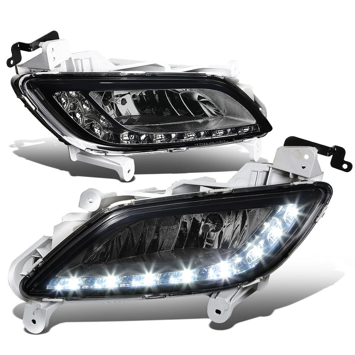 2012-2016 Hyundai Veloster LED DRL Fog Lights with Switch - Smoke