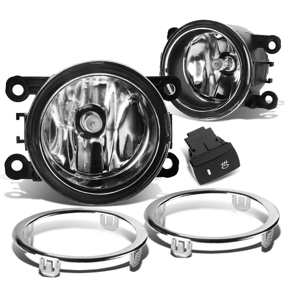 2012-2015 Honda Pilot Fog Lights with Switch & Bezel - Chrome/Clear
