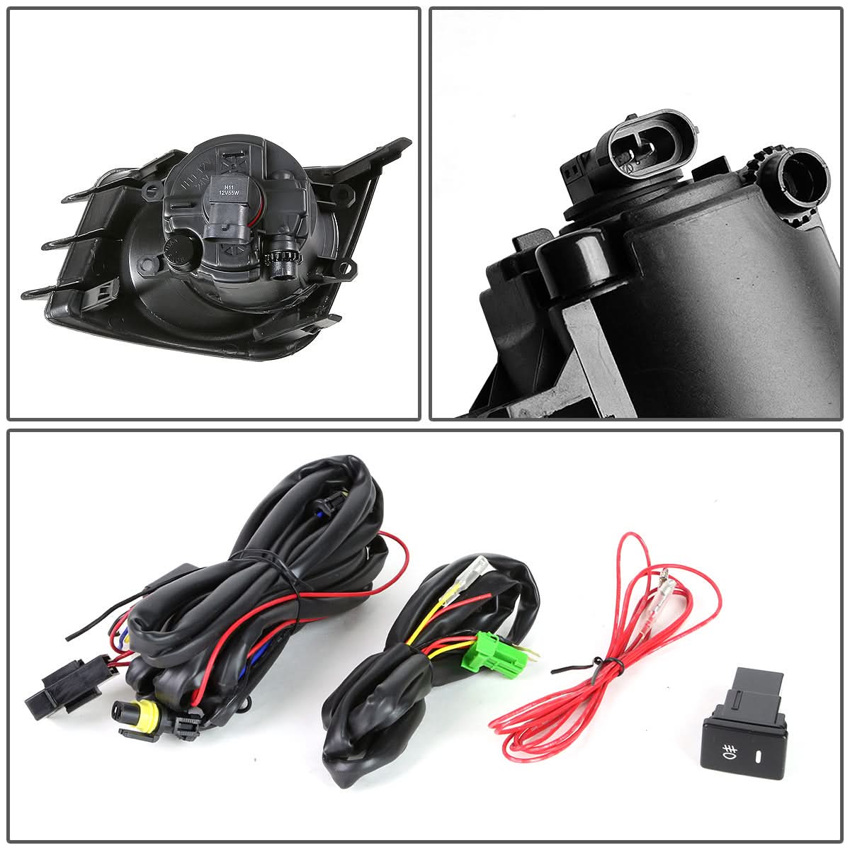 2011-2013 Scion TC Fog Lights with Switch & Bezel - H11 Bulb Smoke