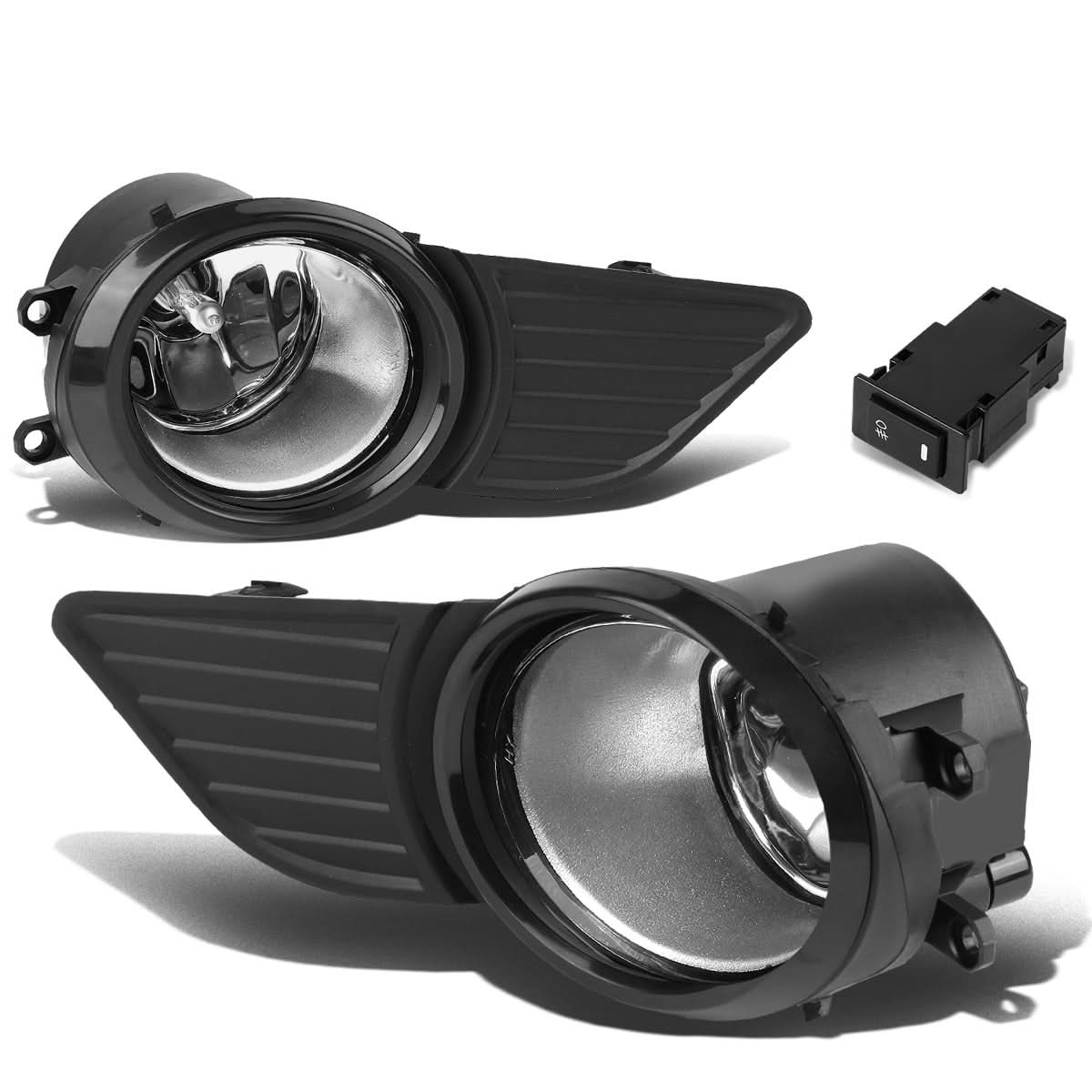 2011-2017 Toyota Sienna Fog Lights with Switch & Bezel - Chrome/Clear