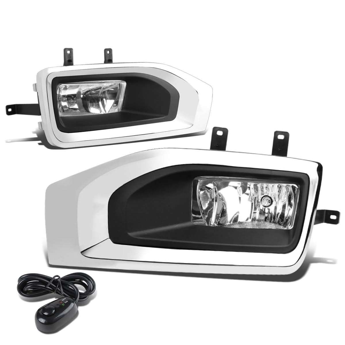 15-18 GMC Yukon Fog Lights w/ Switch & Bezel Chrome Clear