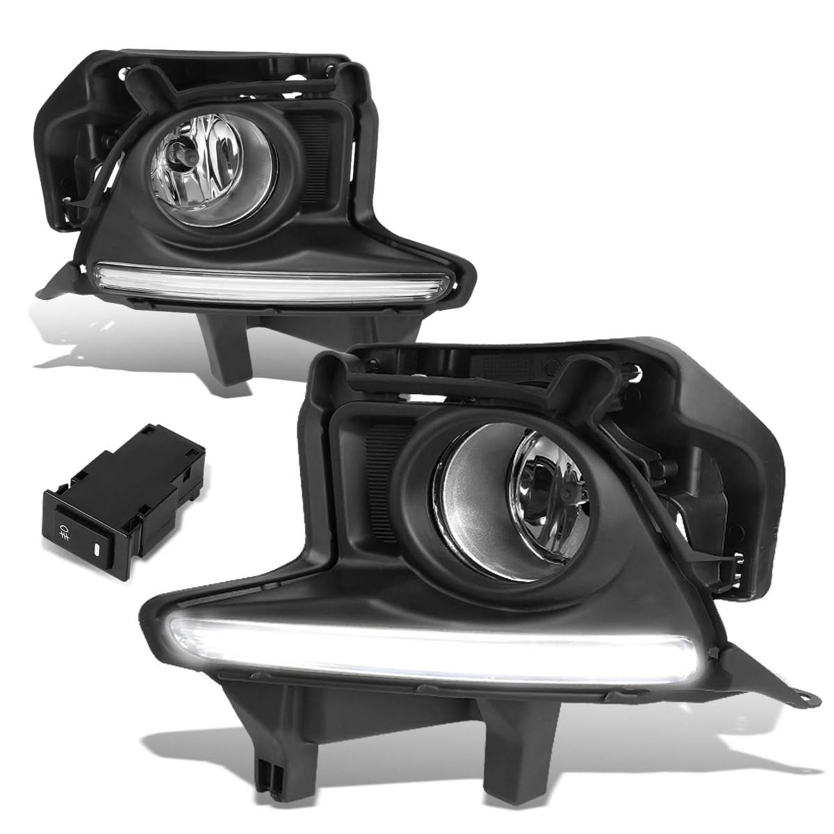 2014-2016 Toyota Highlander Fog Lights with Switch Black Bezel Chrome