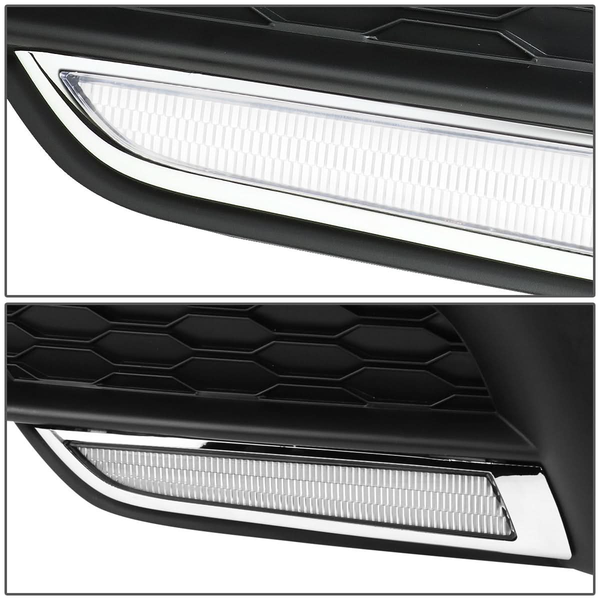 2016-2018 Honda Civic Fog Light Cover with Chrome Trim - Clear