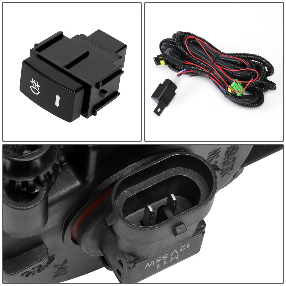 2016-2019 Nissan Sentra Fog Lights with Switch & Black Bezel