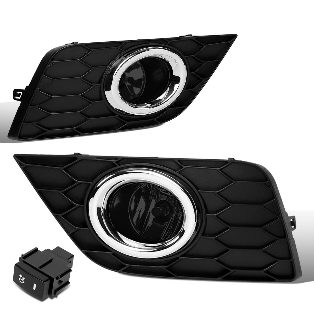 2016-2019 Nissan Sentra Fog Lights with Switch - Smoke Black Bezel
