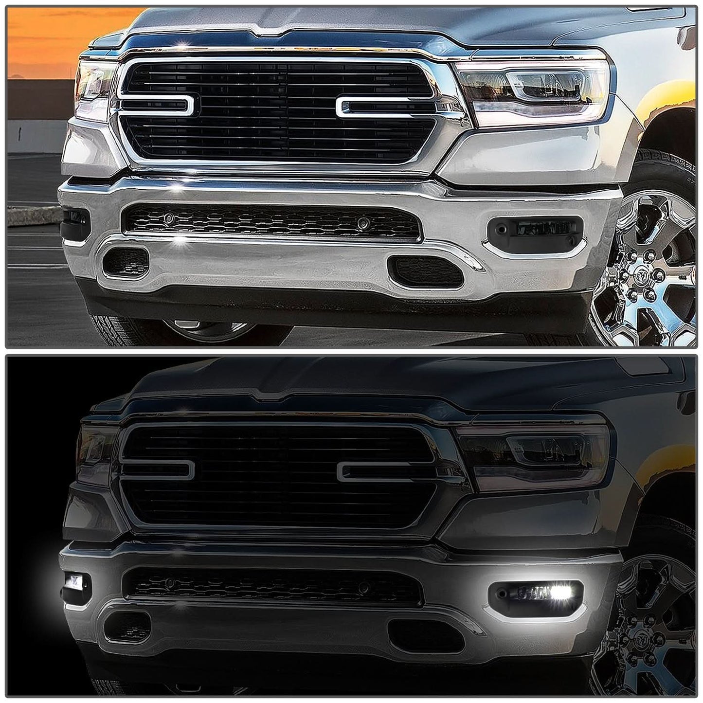 2019-2022 RAM 1500 LED Smoked Fog Lights w/ Parking Sensor Compatibility