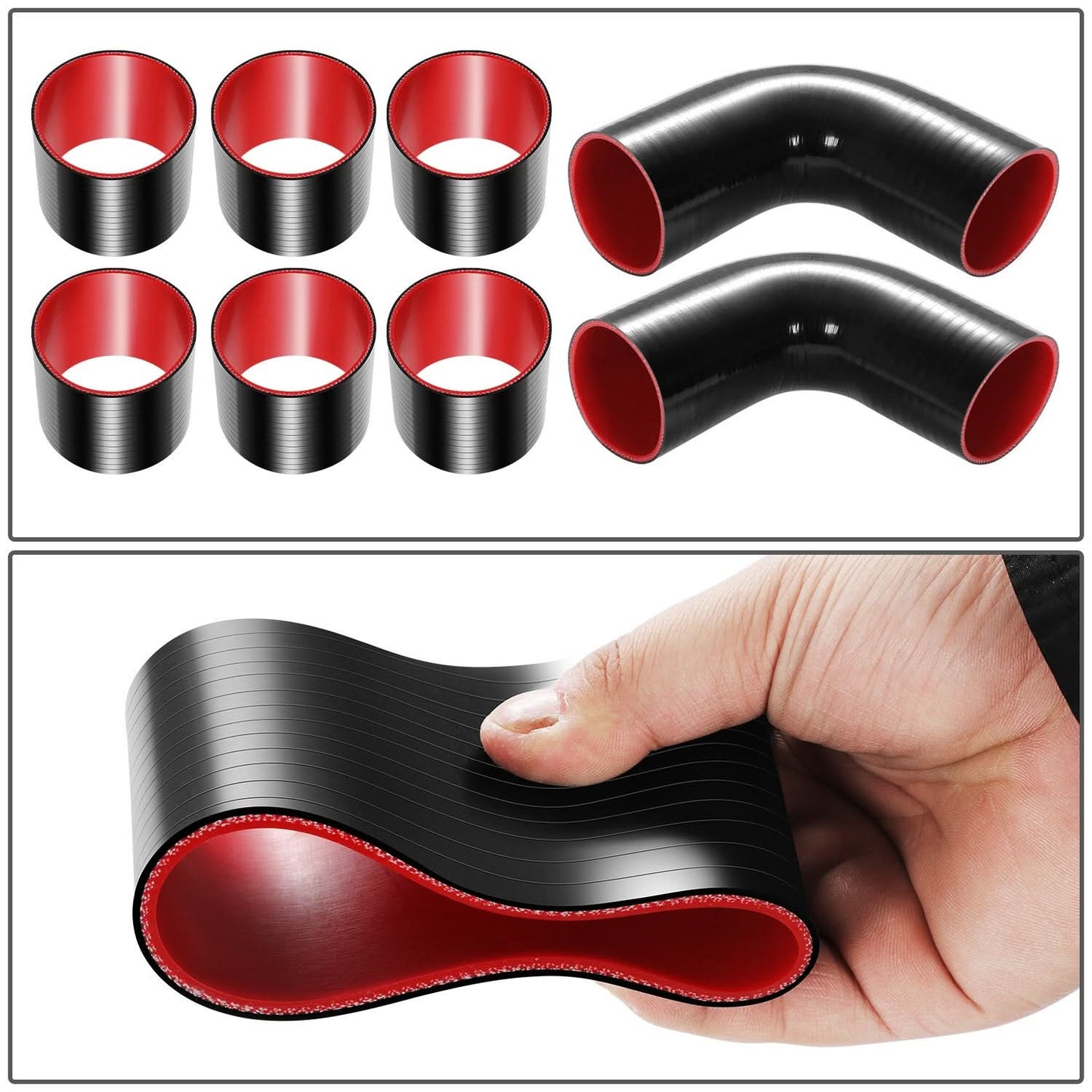 Universal 3.0" Aluminum Intercooler Piping Kit - 8 Piece Set
