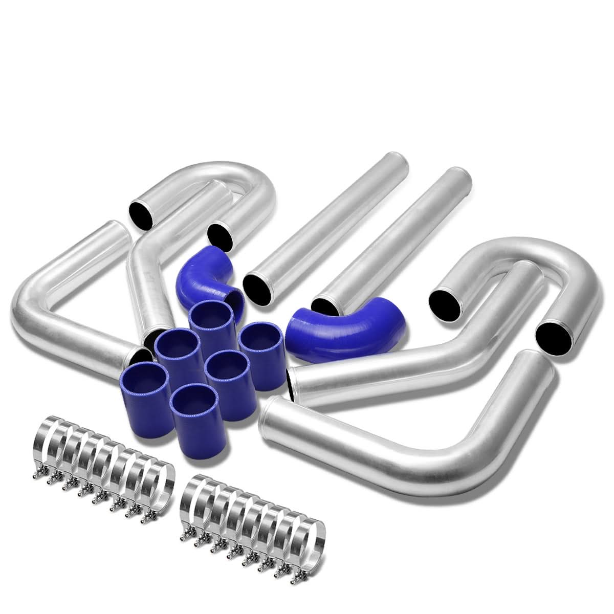 Universal 2.25" Aluminum Intercooler Piping Kit - 8PC with Clamps