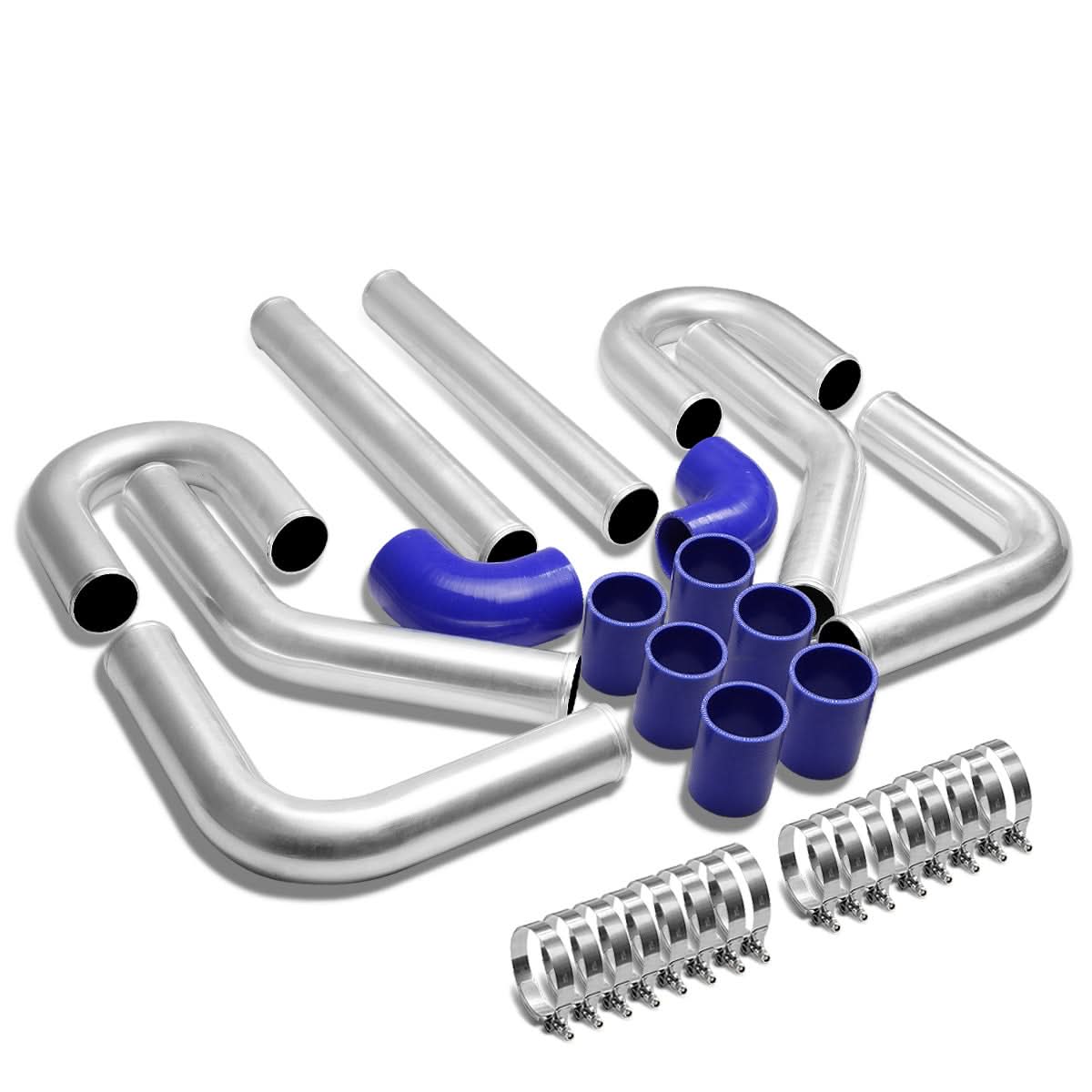Universal Aluminum Intercooler Piping Kit - 2.5" - 8PC w/ Hoses & Clamps