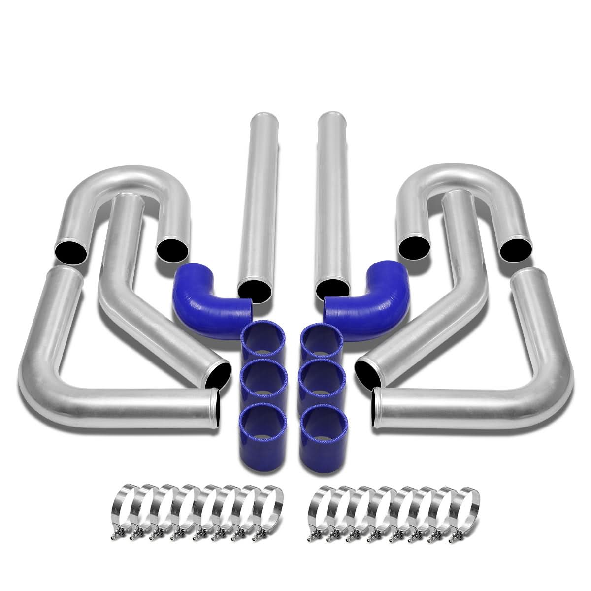 Universal Aluminum Intercooler Piping Kit - 2.5" - 8PC w/ Hoses & Clamps