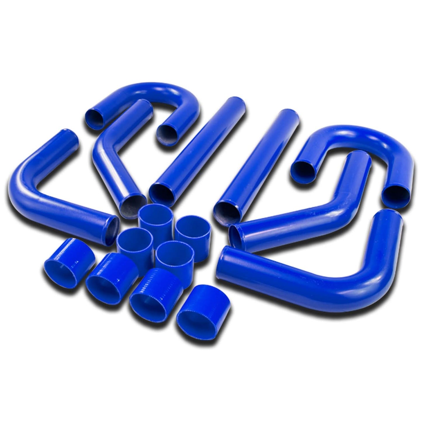Universal Aluminum Intercooler Piping Kit - 2.50" - 8PC - Blue