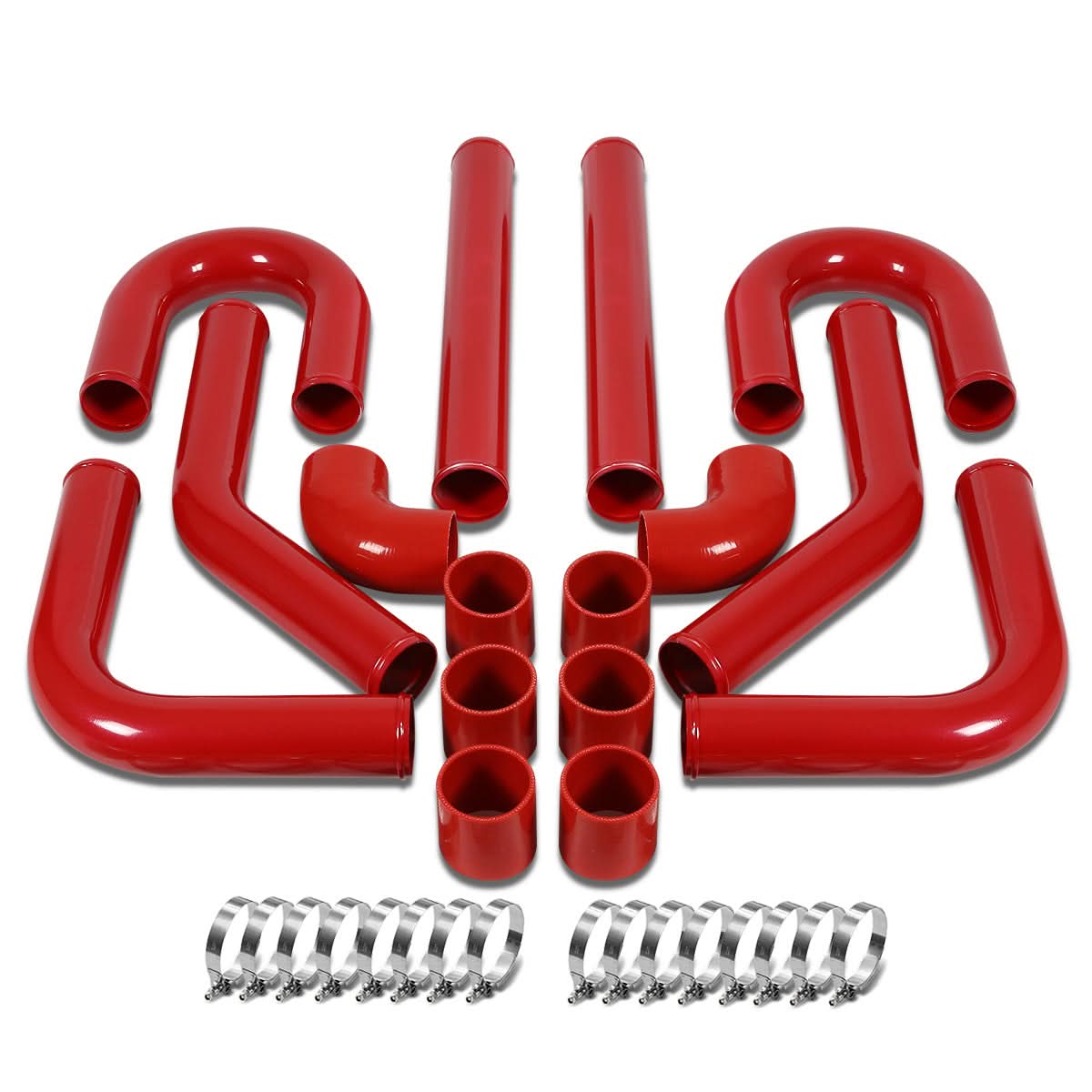 Universal 2.50" Aluminum Intercooler Piping Kit - 8 Piece w/ Hoses