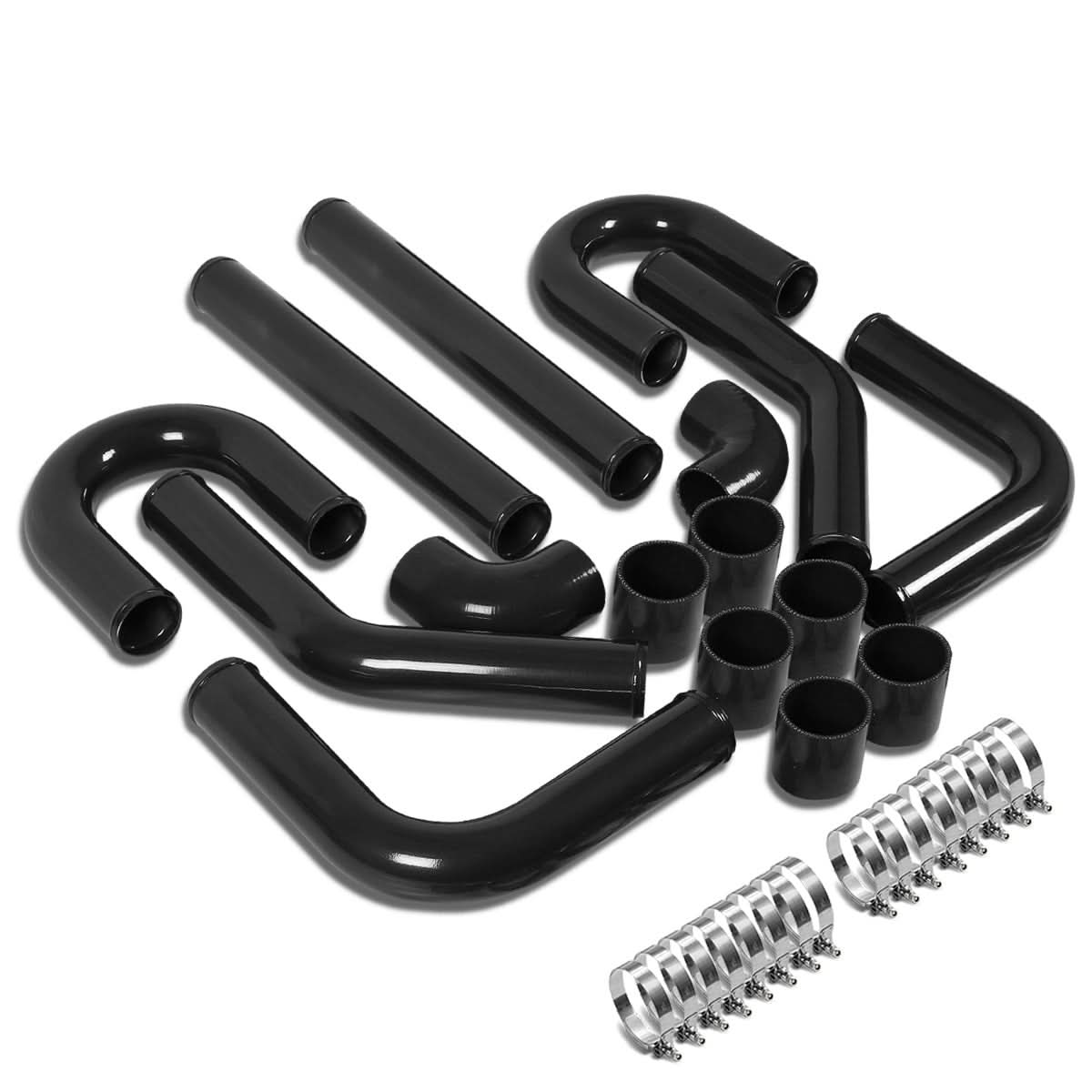 Universal 2.75" Aluminum Intercooler Piping Kit - 8PC w/ Clamps