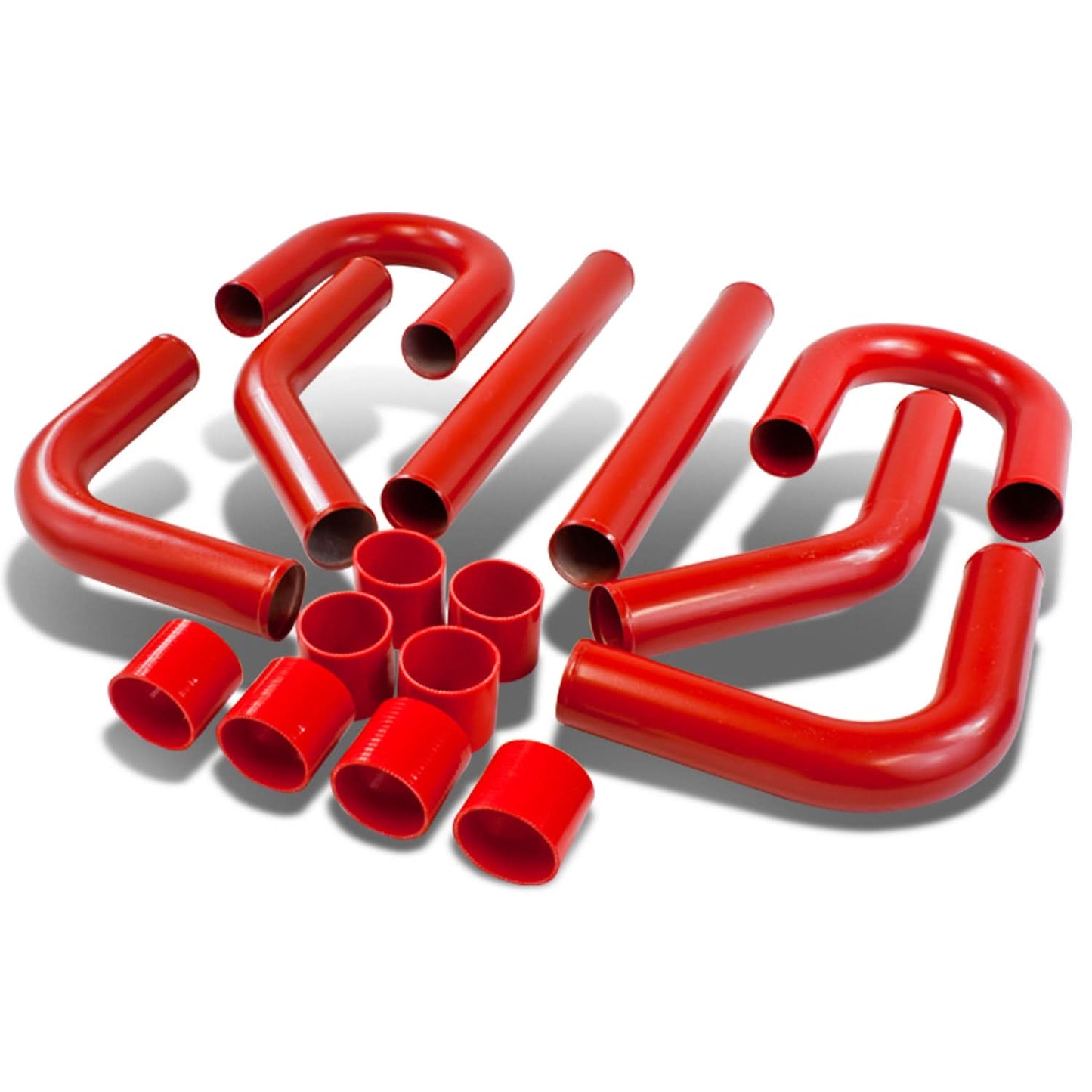Universal Intercooler Piping Kit - Aluminum 2.75" 8PC Red