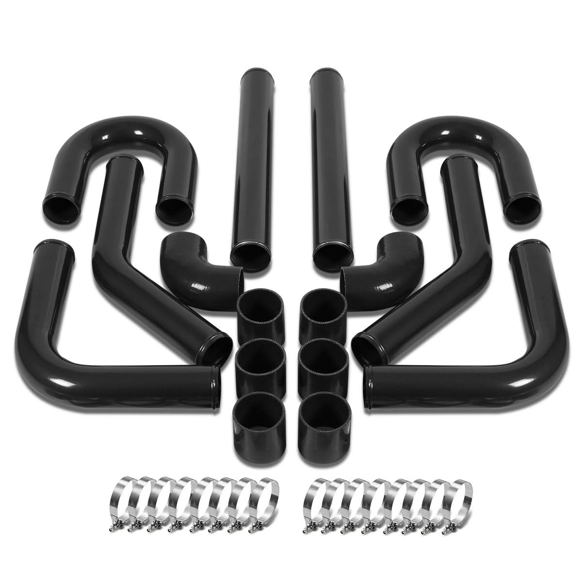 Universal 3.00" Aluminum Intercooler Piping Kit 8PC w/ Clamps