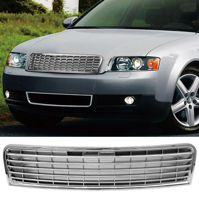 Fits 02-05 Audi A4 Chrome Hood Front Upper Grille - ABS