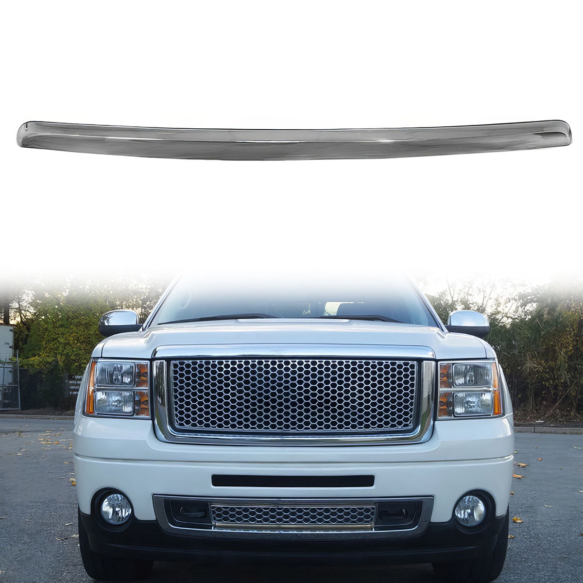 2007-2013 GMC Sierra 1500 Front Hood Guards Molding Bumper Grill ABS