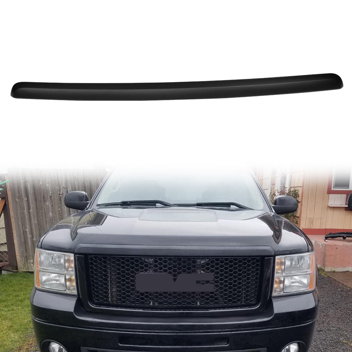 2007-2013 GMC Sierra 1500 Front Hood Guards Molding Bumper Grill ABS