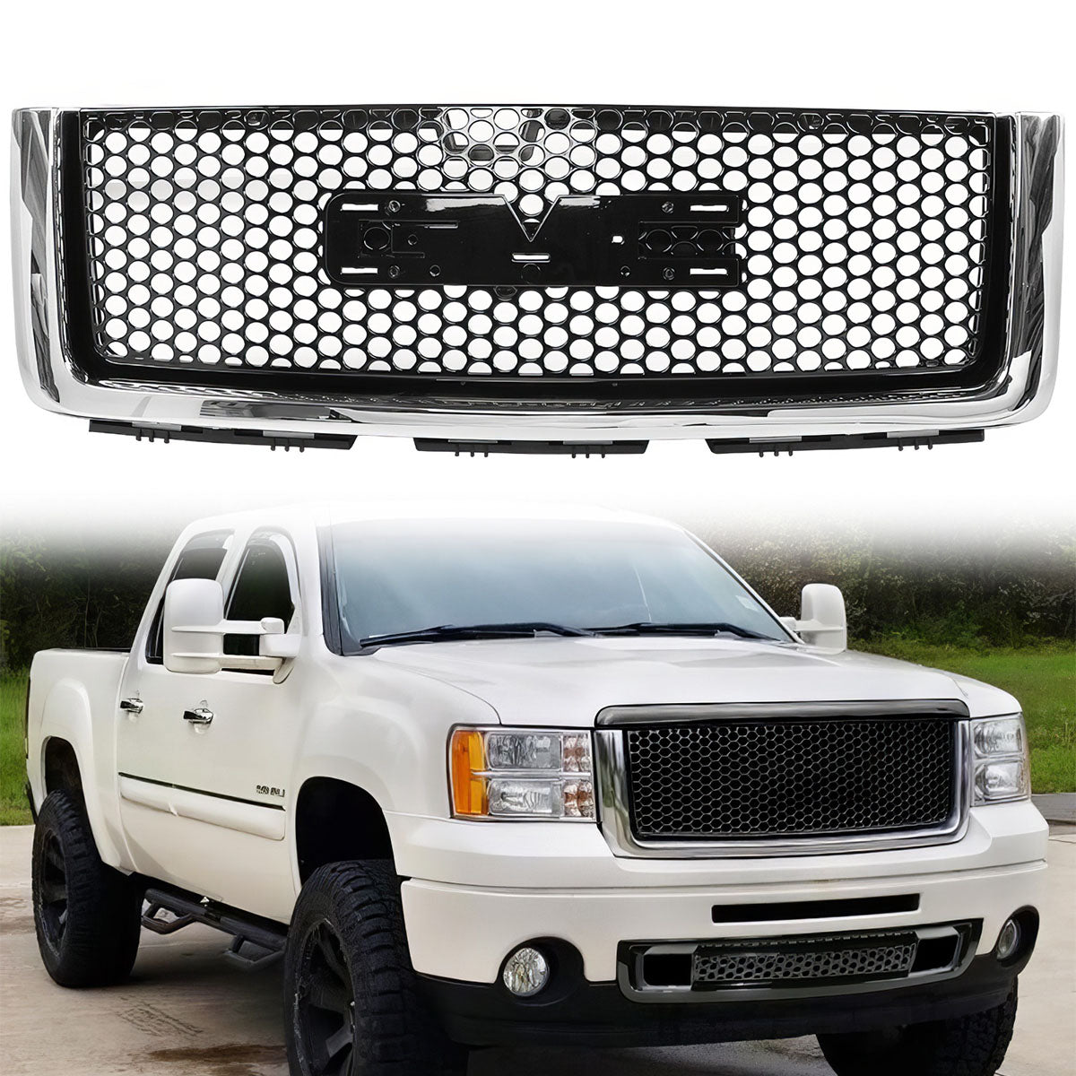 2007-2013 GMC Sierra 1500 Car Front Grille Upper Hood  Guards ABS