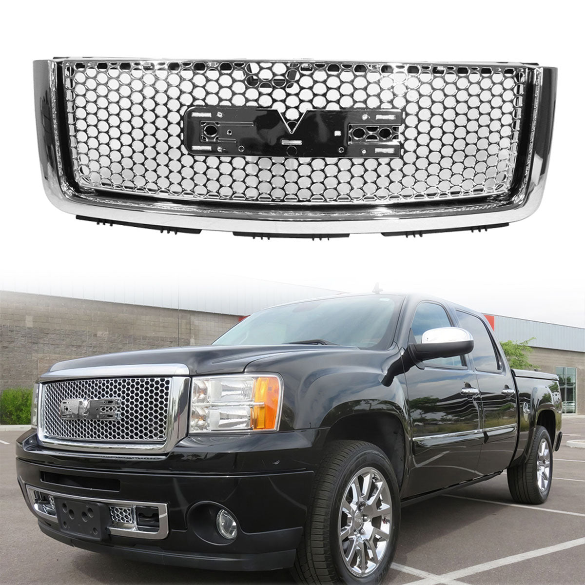 2007-2013 GMC Sierra 1500 Car Front Grille Upper Hood  Guards ABS