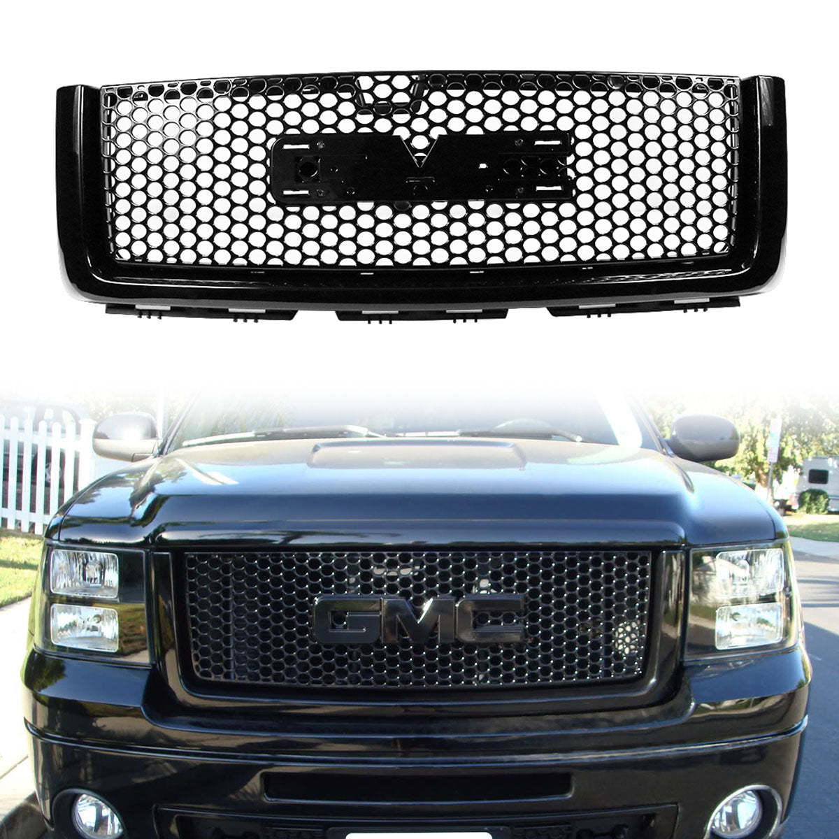 2007-2013 GMC Sierra 1500 Car Front Grille Upper Hood  Guards ABS