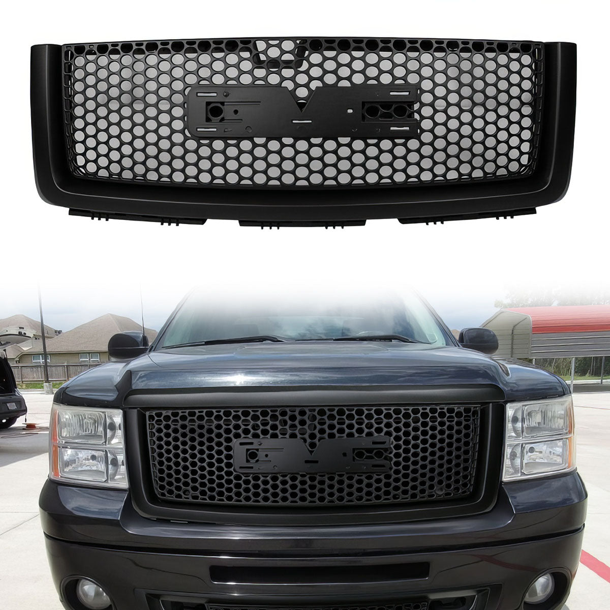 2007-2013 GMC Sierra 1500 Car Front Grille Upper Hood  Guards ABS