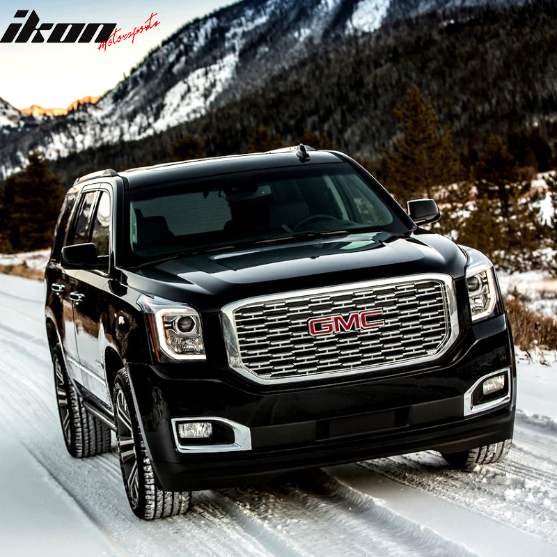 2015-2019 GMC Yukon Denali Front Upper Grille Chrome + Red GMC Emblem