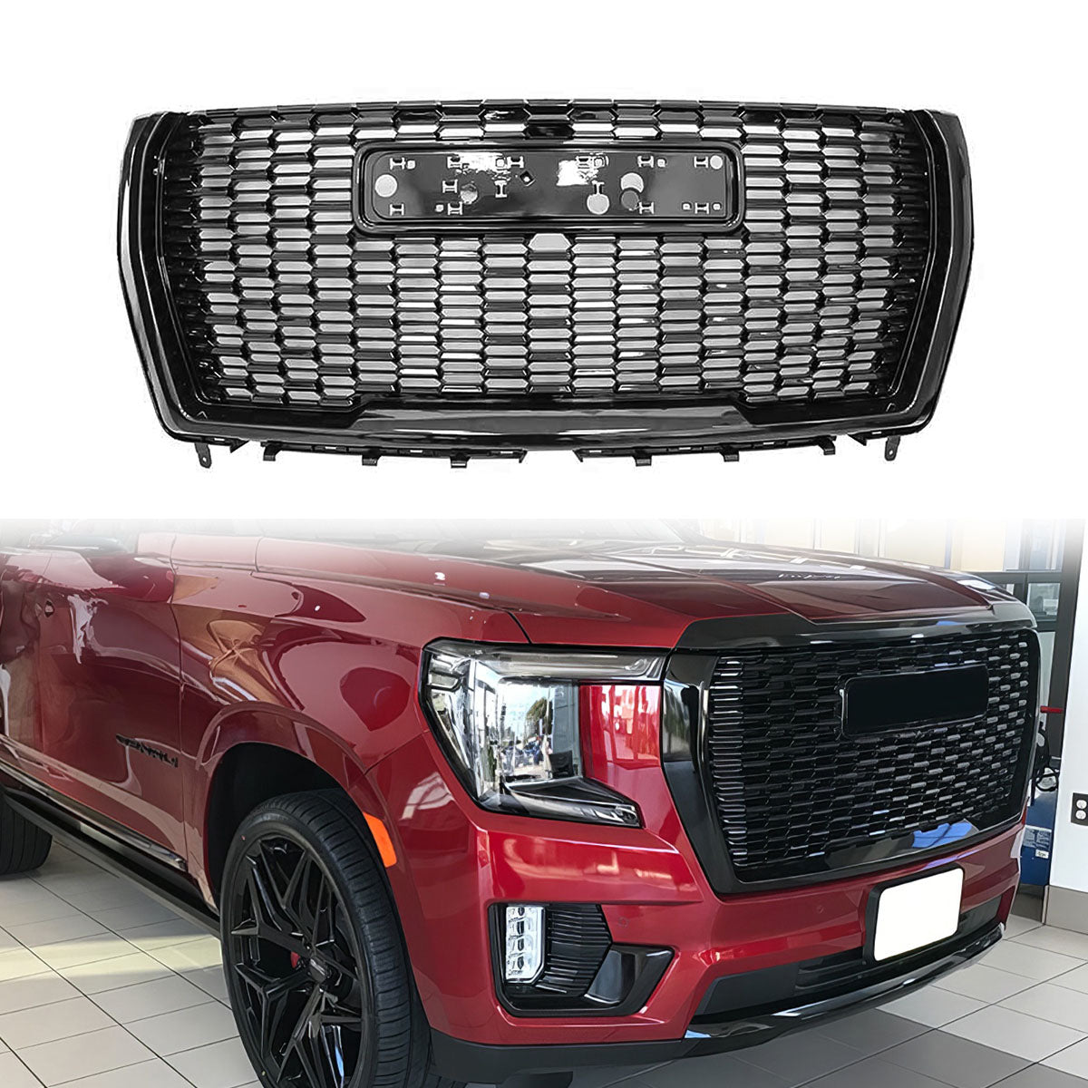 2021-2023 GMC Yukon XL Grille Denali Style Gloss Black Bumper Grille
