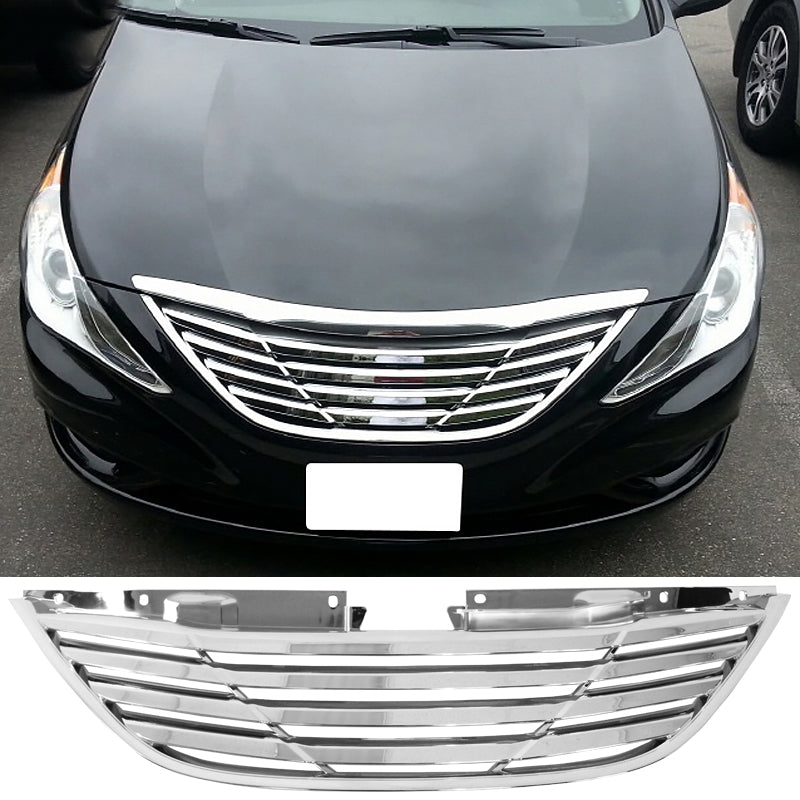 2011-2014 Hyundai Sonata Front Upper Mesh Grille Chrome Horizon ABS