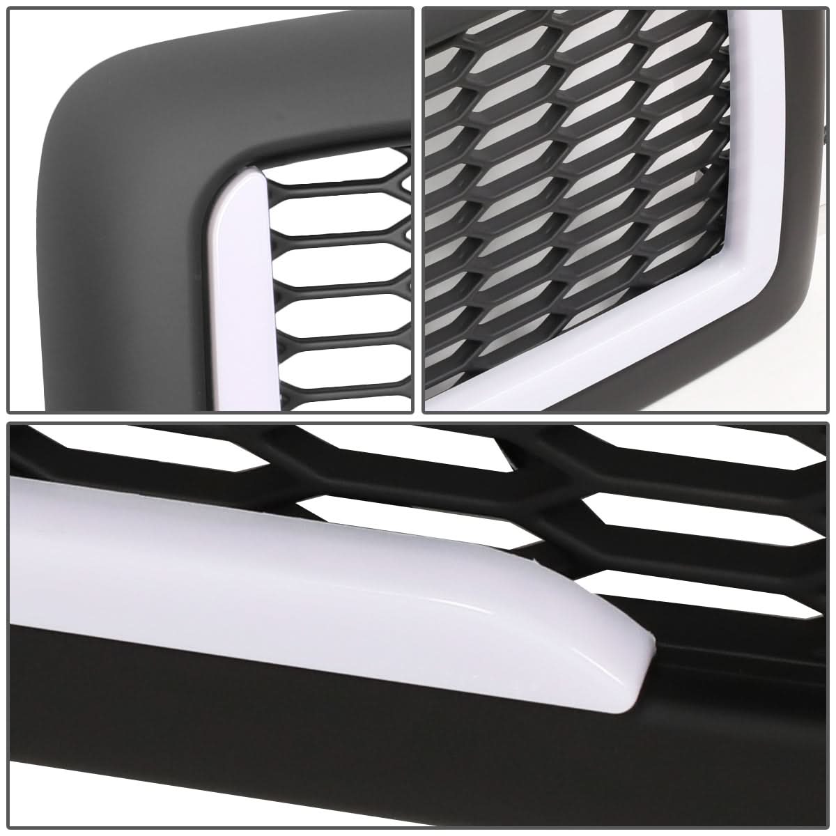 94-02 Dodge Ram Honeycomb Mesh Grille w/ LED DRL Lights - Matte Black