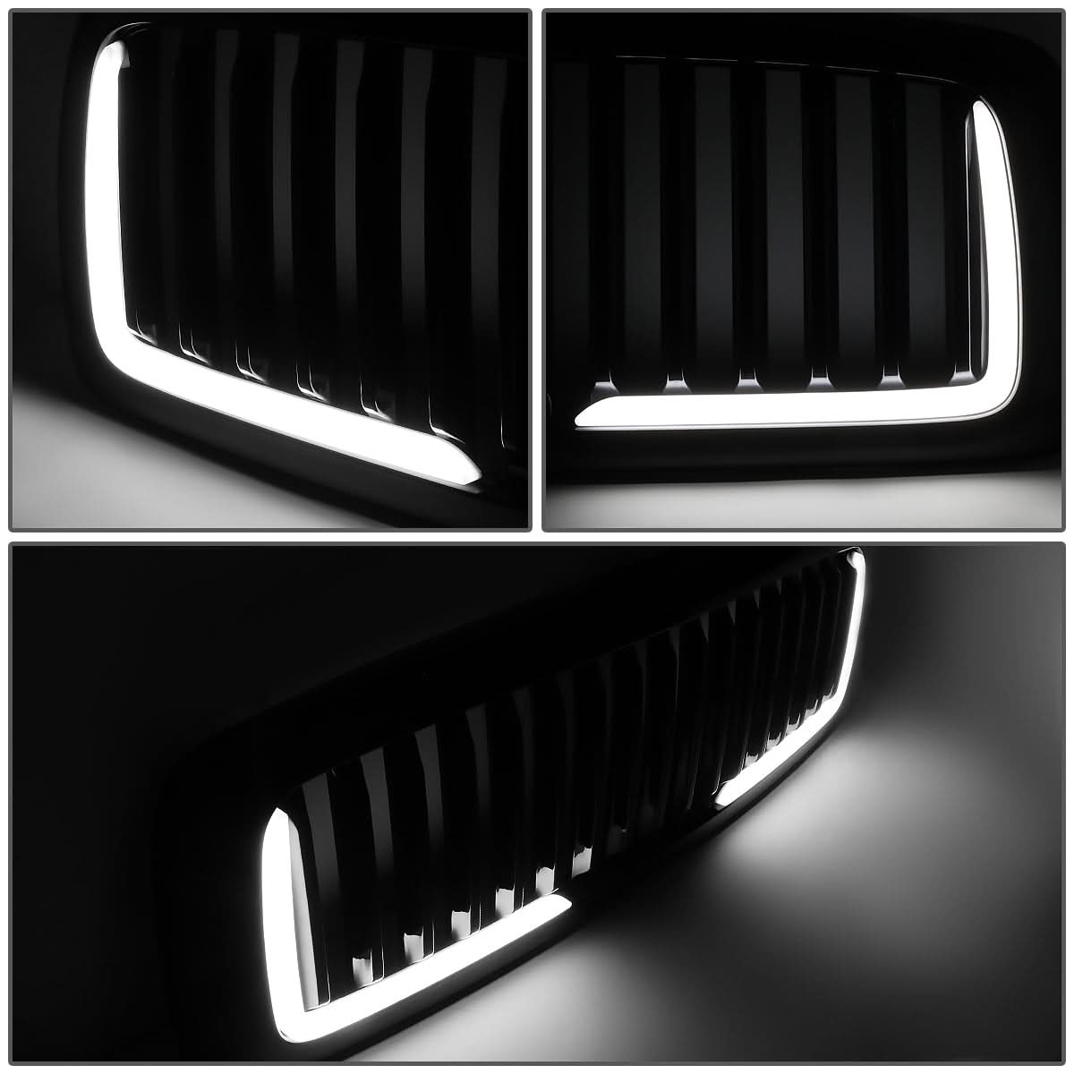 02-05 Dodge Ram Vertical Fence Style LED DRL Grille - Matte Black