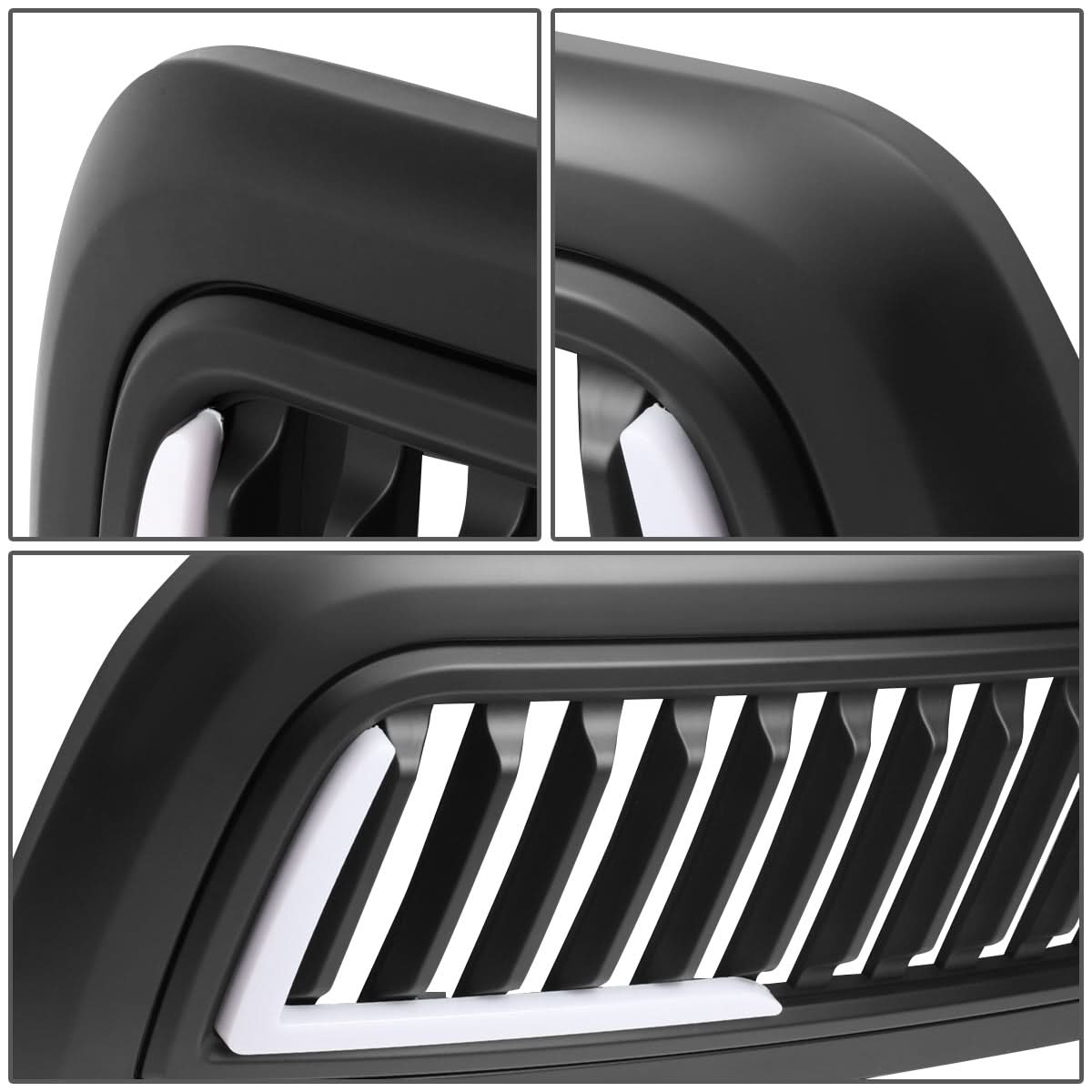 10-18 Dodge Ram 2500 3500 Vertical Fence Style LED DRL Grille Matte Black