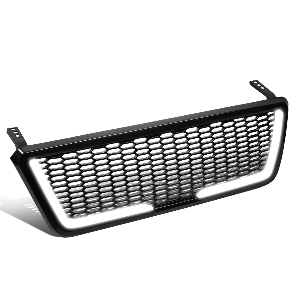 04-08 Ford F-150 Honeycomb Mesh Grille with LED DRL Lights - Black