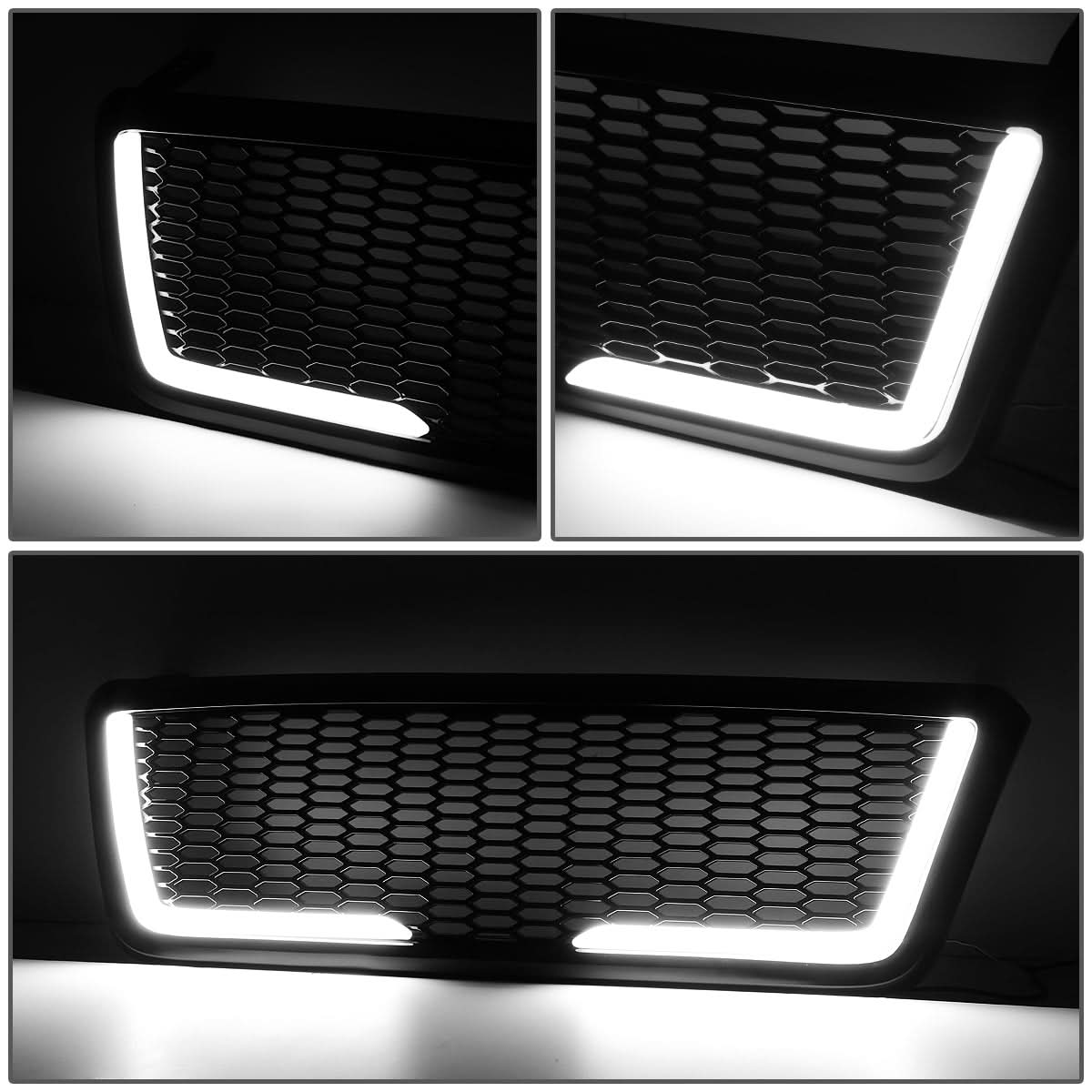04-08 Ford F-150 Honeycomb Mesh Grille with LED DRL Lights - Black