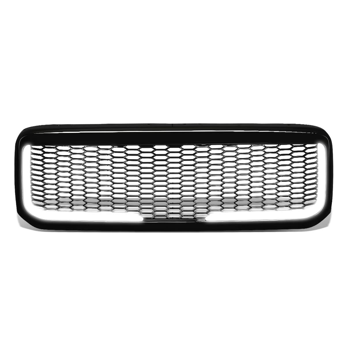 99-04 Ford F-250 F-350 F-450 F-550 Honeycomb Mesh Grille w/ LED DRL