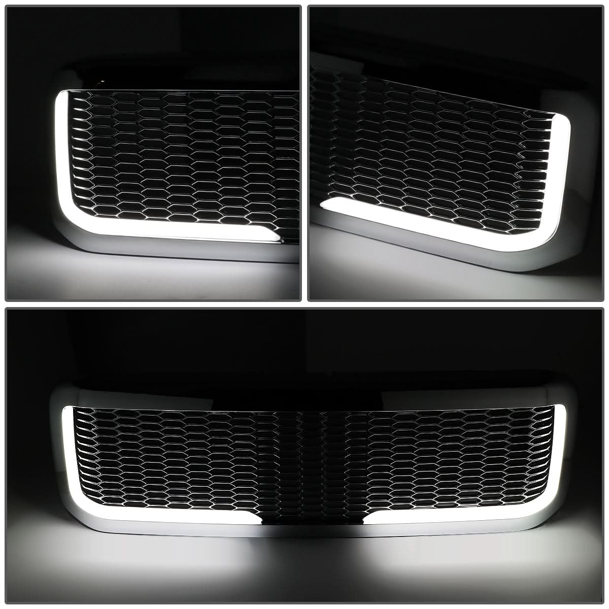 99-04 Ford F-250/F-350/F-450/F-550 Honeycomb Mesh Grille w/ LED DRL