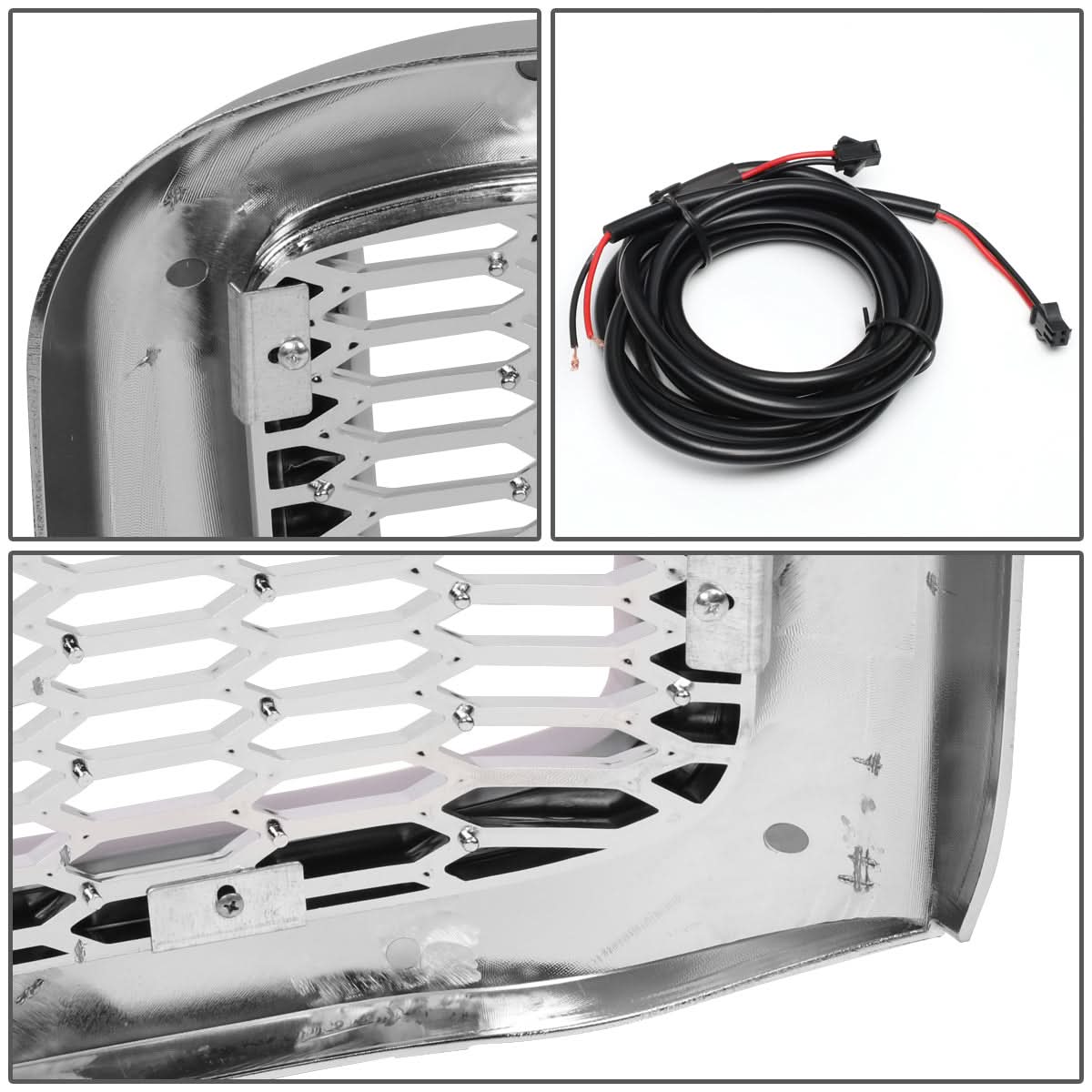 99-04 Ford F-250/F-350/F-450/F-550 Honeycomb Mesh Grille w/ LED DRL