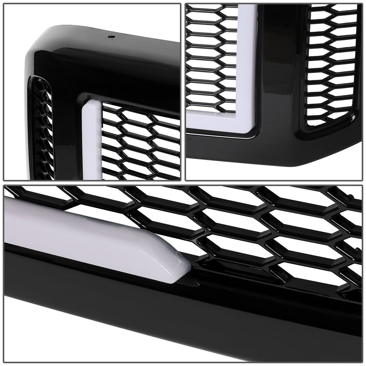 2005-2007 Ford F-250/F-350/F-450/F-550 Honeycomb Mesh Grille w/ LED DRL
