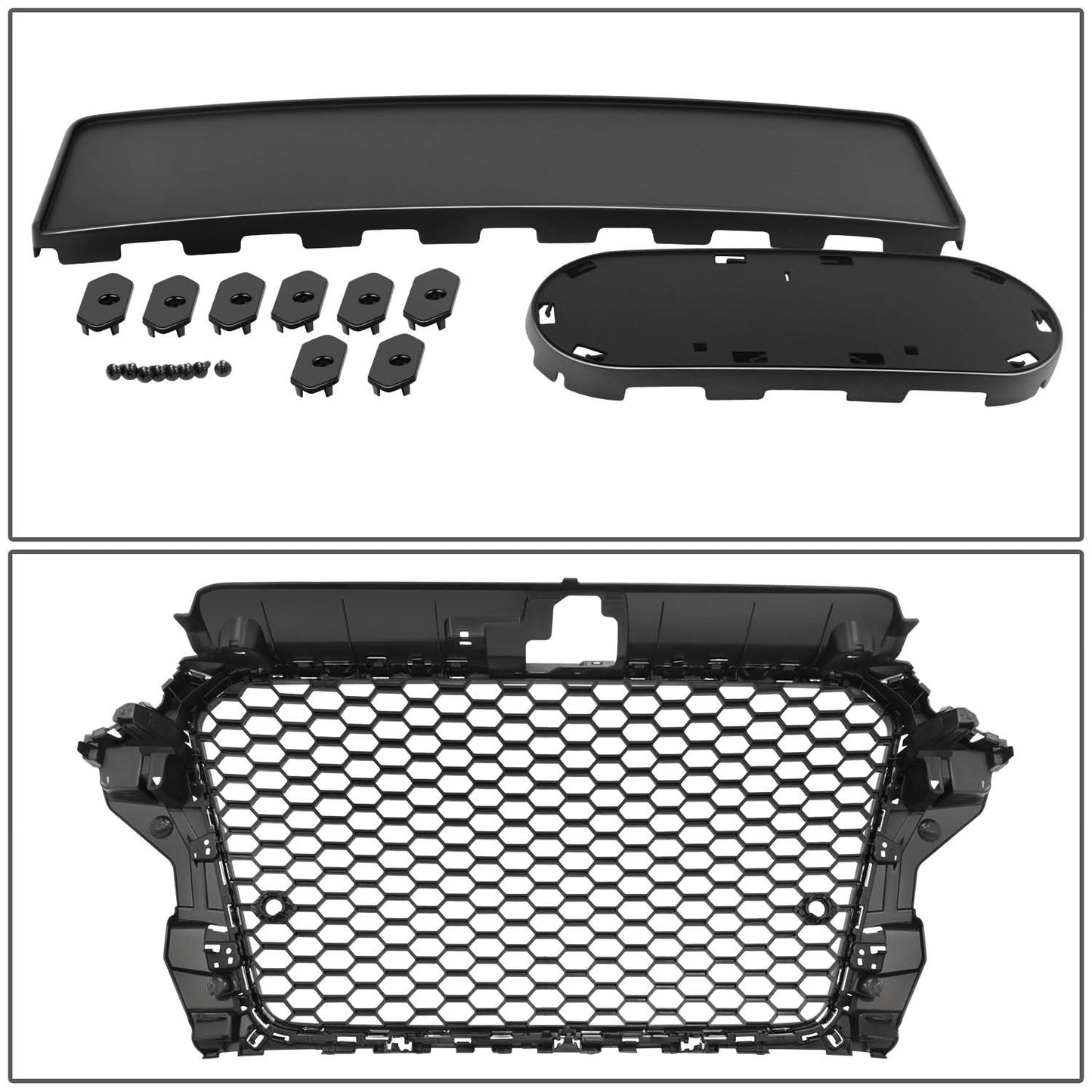 2014-2016 Audi A3 RS4 Style Grille Chrome Bezel Gloss Black