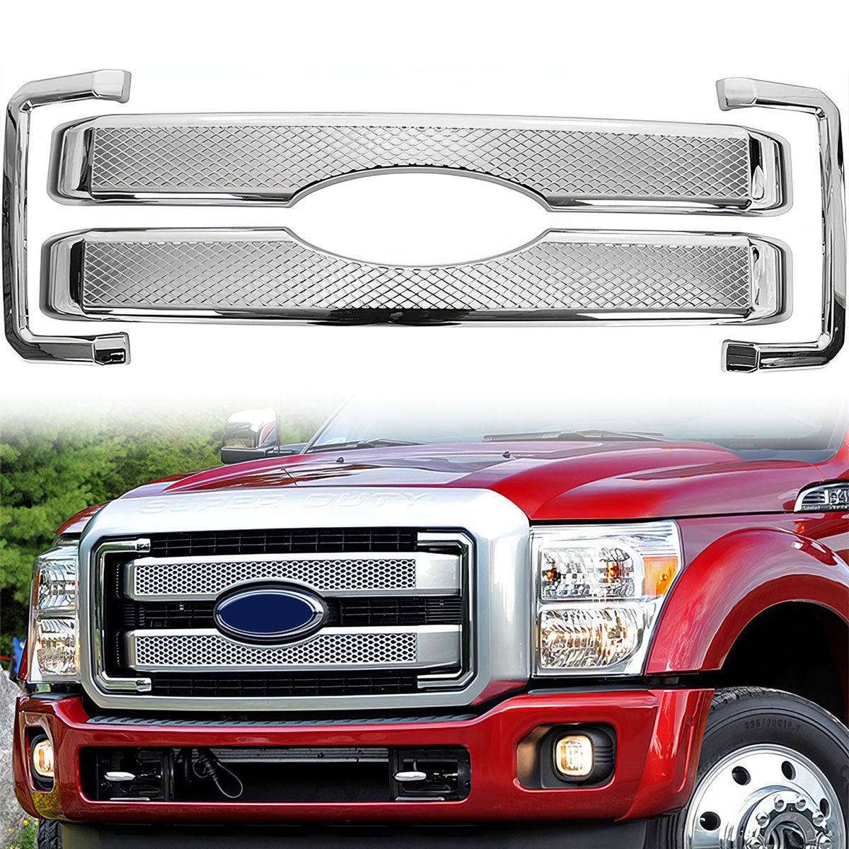 Fits 11-16 Ford F250 350 450 Platinum Moulding Front Mesh Grill