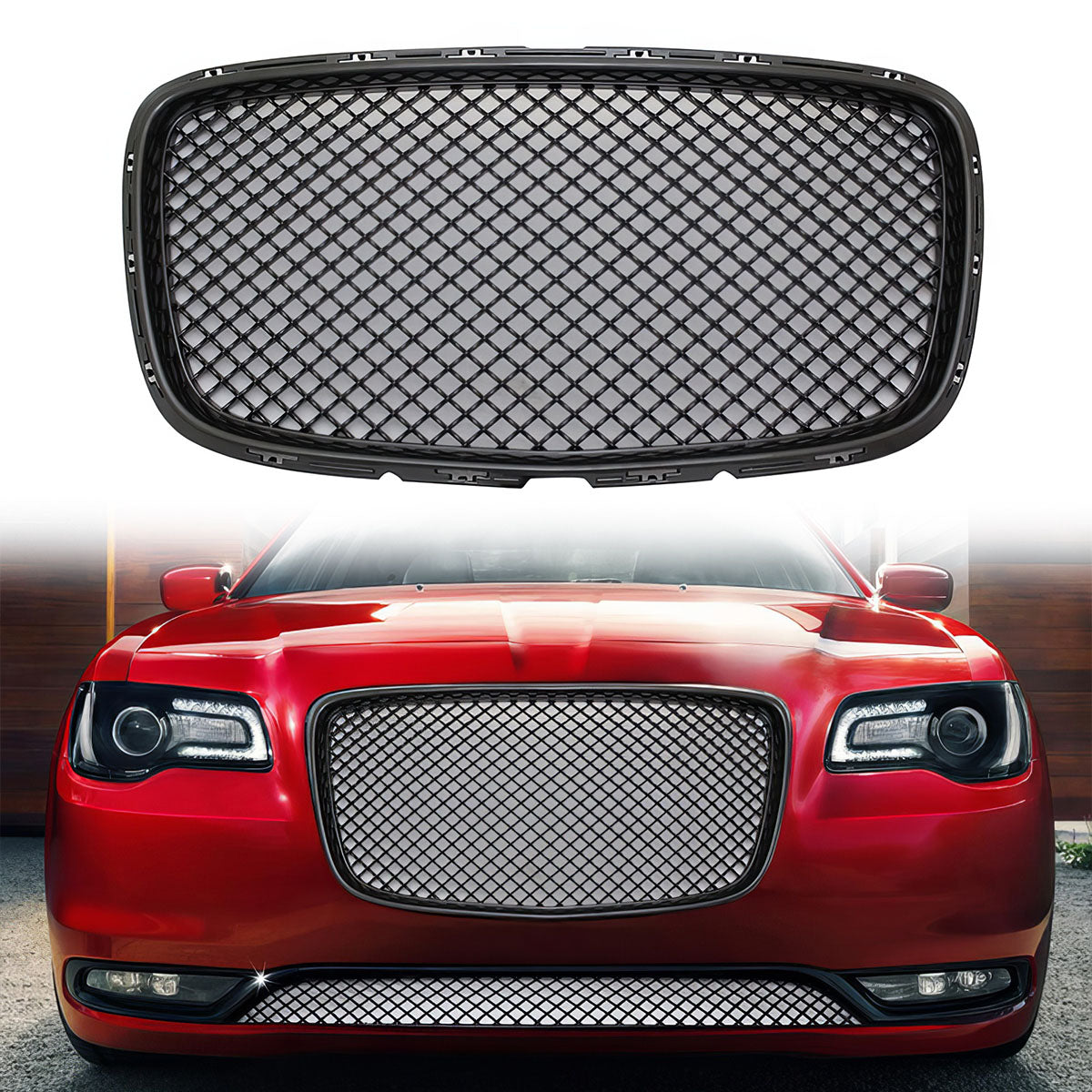 2015-2023 Chrysler 300 300C B Style Black Front Upper Grille