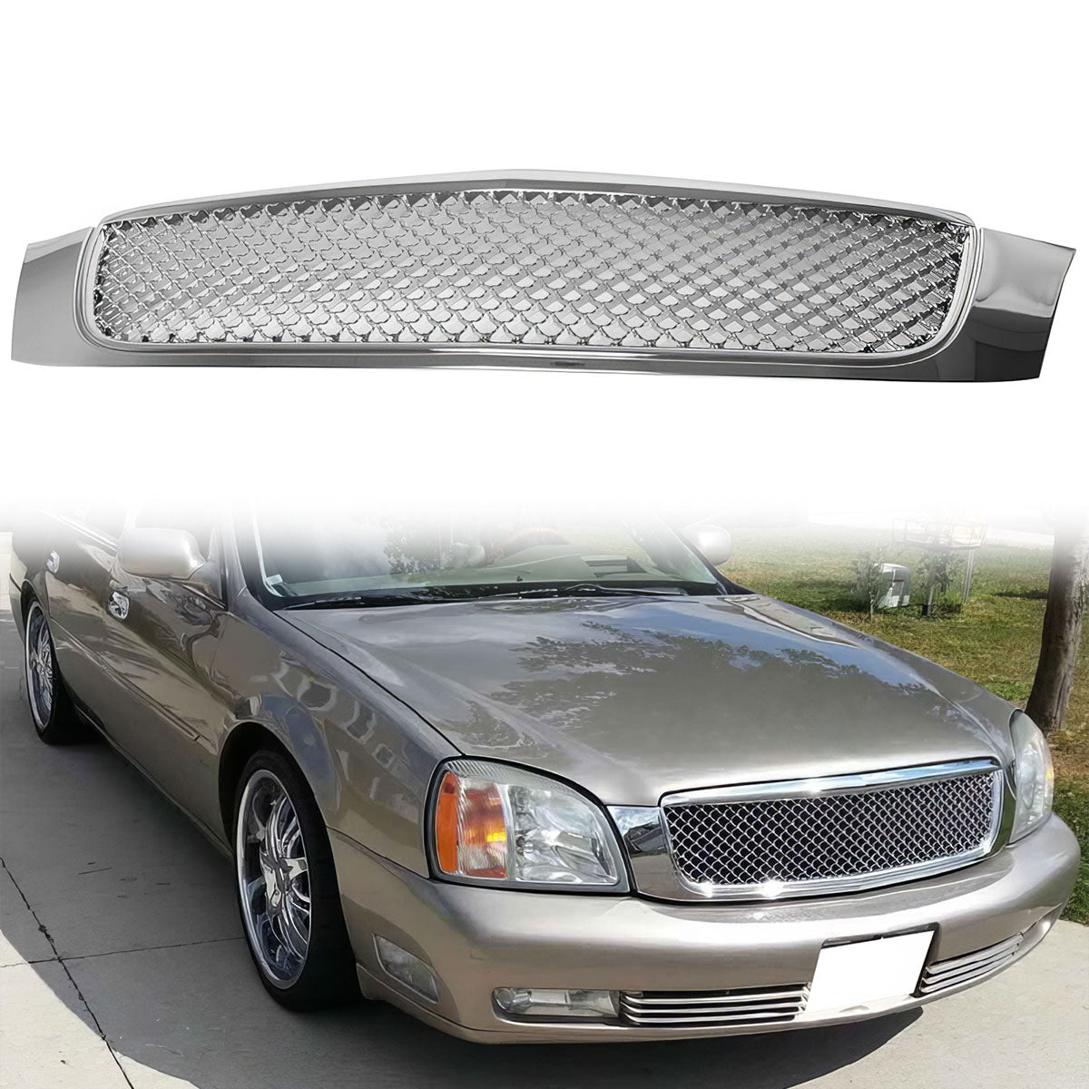 2000-2005 Cadillac Deville Diamond Mesh Style Chrome Front Grill ABS