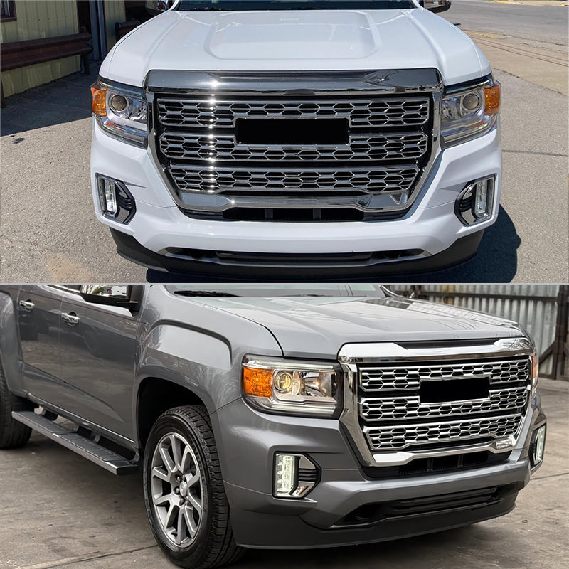 2021-2022 GMC Canyon Denali Style Black Front Bumper Upper Hood Grille